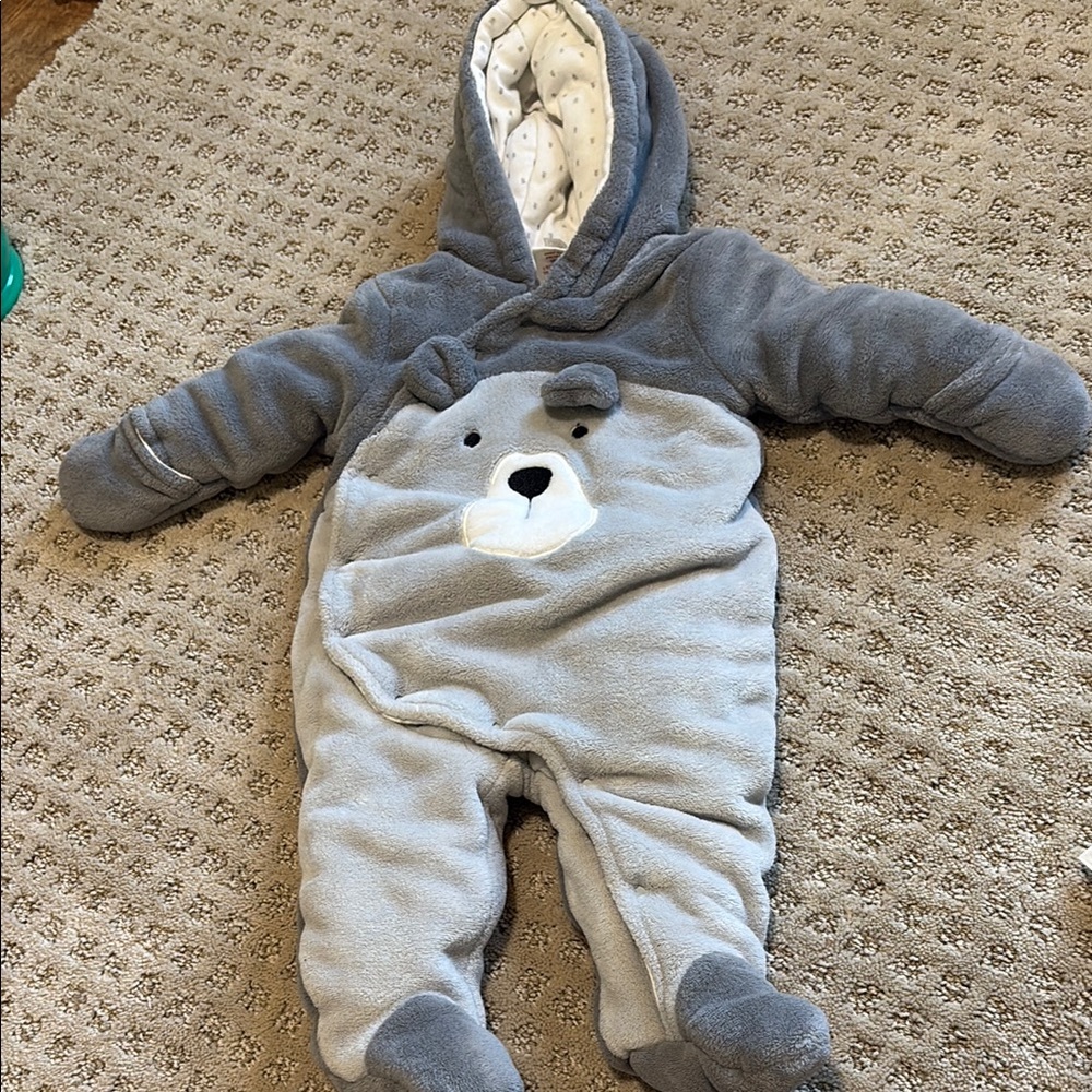 Cozy Gray Bear Kids One Piece for Outdoors